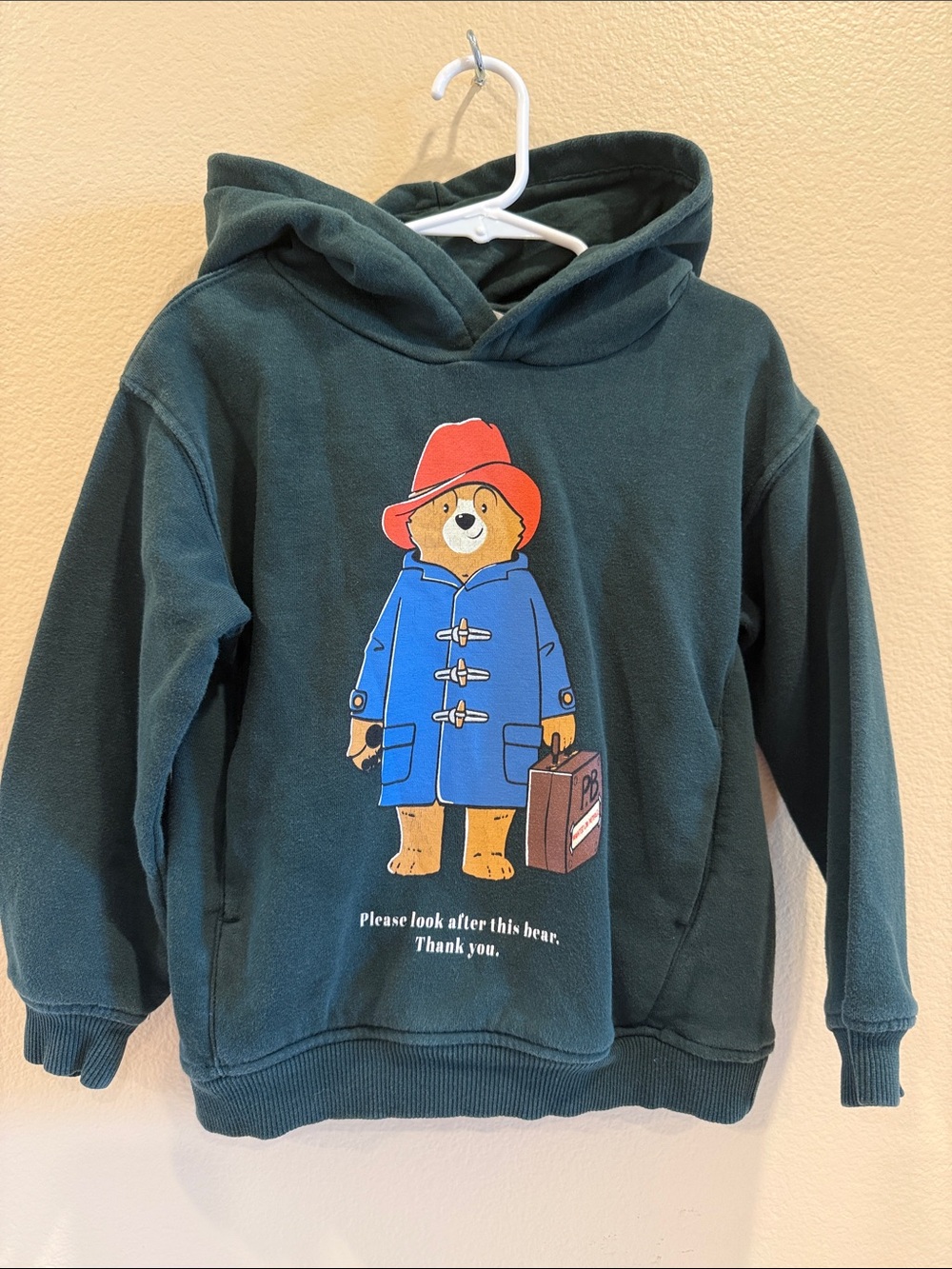 H&M Kids Dark Green Hoodie with Paddington Bear Graphic